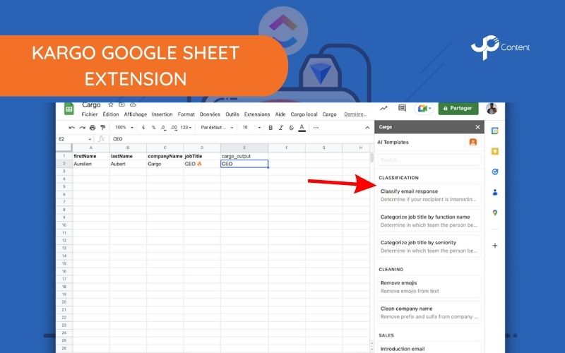 Kargo Google Sheet extension