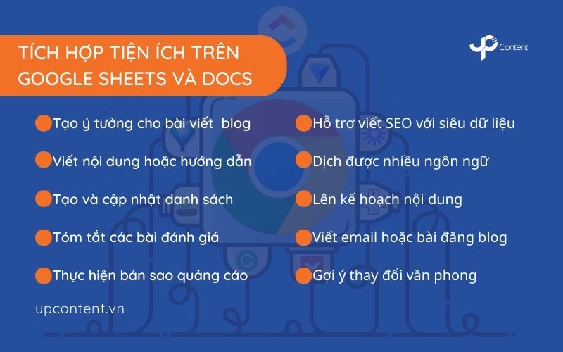 Tổng hợp tiện ích trên google sheet và docs