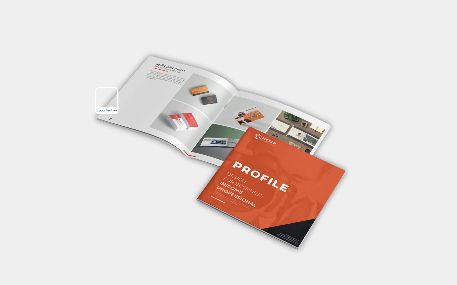 Bìa và 2 trang mẫu profile công ty in ấn phẩm truyền thông