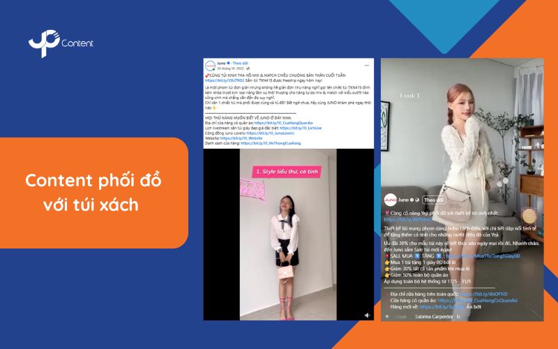 Mẫu content phối đồ với túi xách