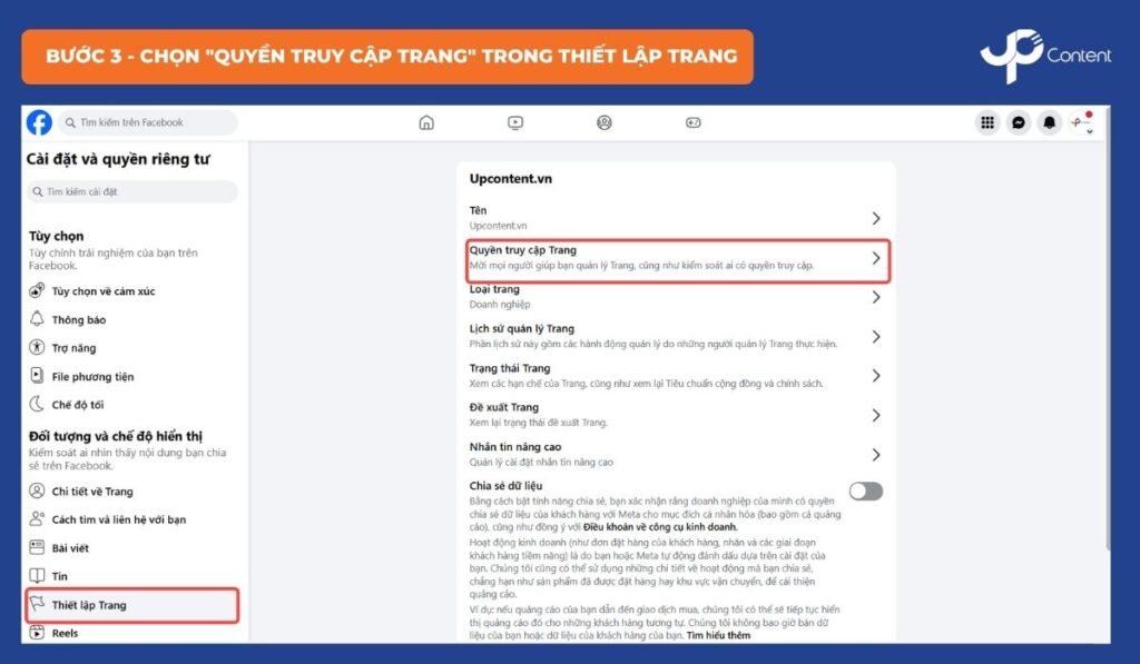 cách thêm quản trị viên cho page trên máy tính bước 3