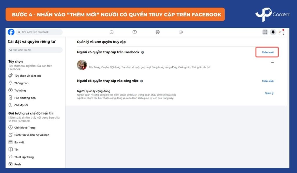 cách thêm quản trị viên cho page trên máy tính bước 4