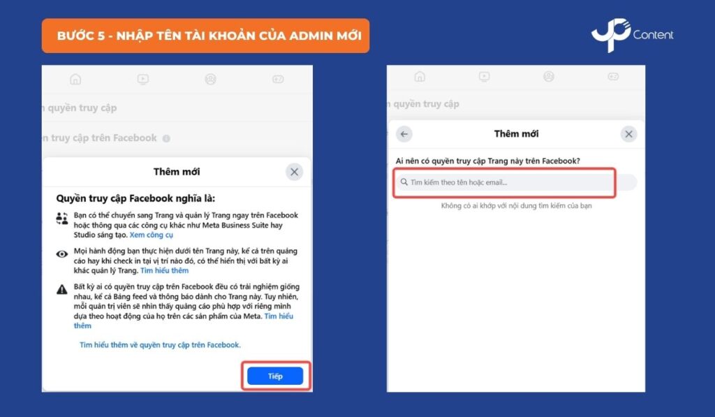 cách thêm quản trị viên cho page trên máy tính bước 5