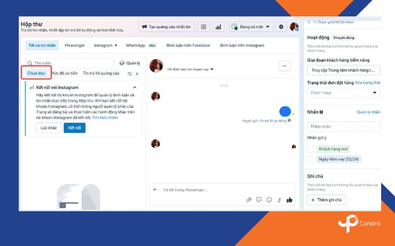 Cách 1 xác định tin nhắn chưa trả lời