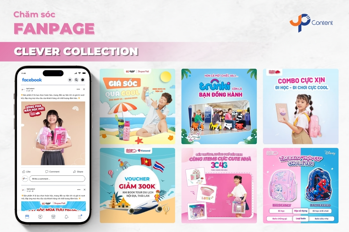 ảnh bìa thể hiện các mẫu post social của dự án Clever Collection