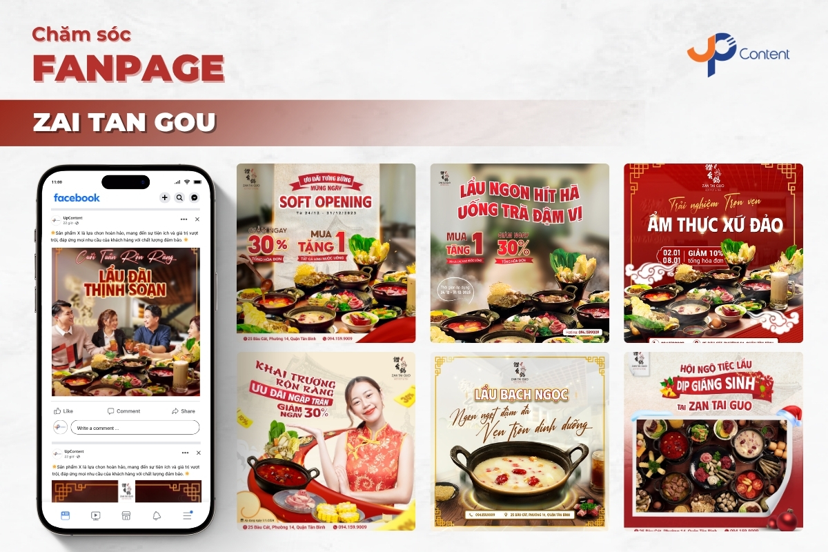 ảnh bìa thể hiện các mẫu post social của dự án Zai Tan Guo