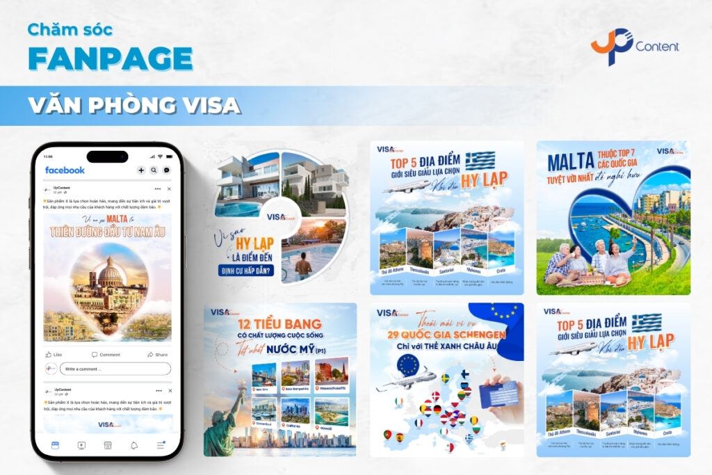 ảnh bìa thể hiện các mẫu post social của dự án Văn phòng Visa