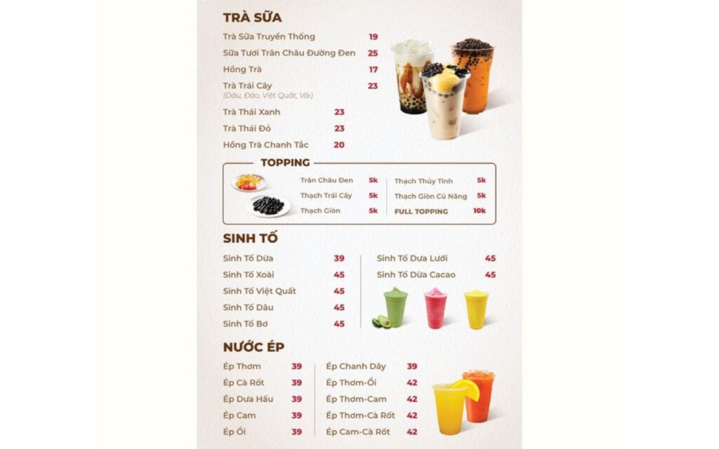 Menu Trà Sữa: Nội Dung, Mẫu, Phân Loại Và Thiết Kế Cuốn Hút