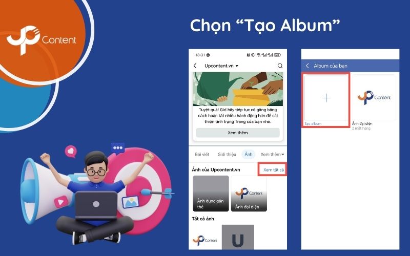 Cách tạo album trên fanpage bằng điện thoại bước 3