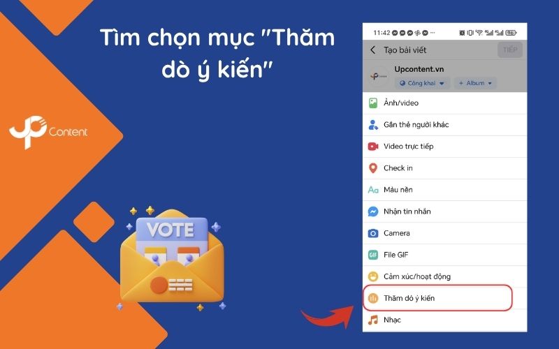 Cách tạo bình chọn trên fanpage bằng điện thoại bước 3