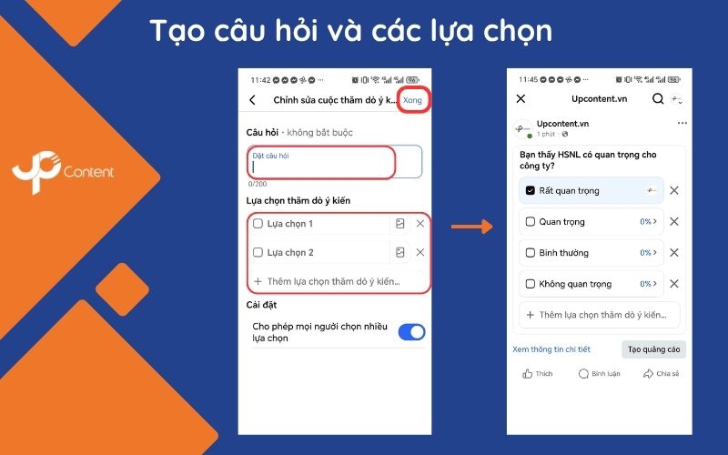Cách tạo bình chọn trên fanpage bằng điện thoại bước 4