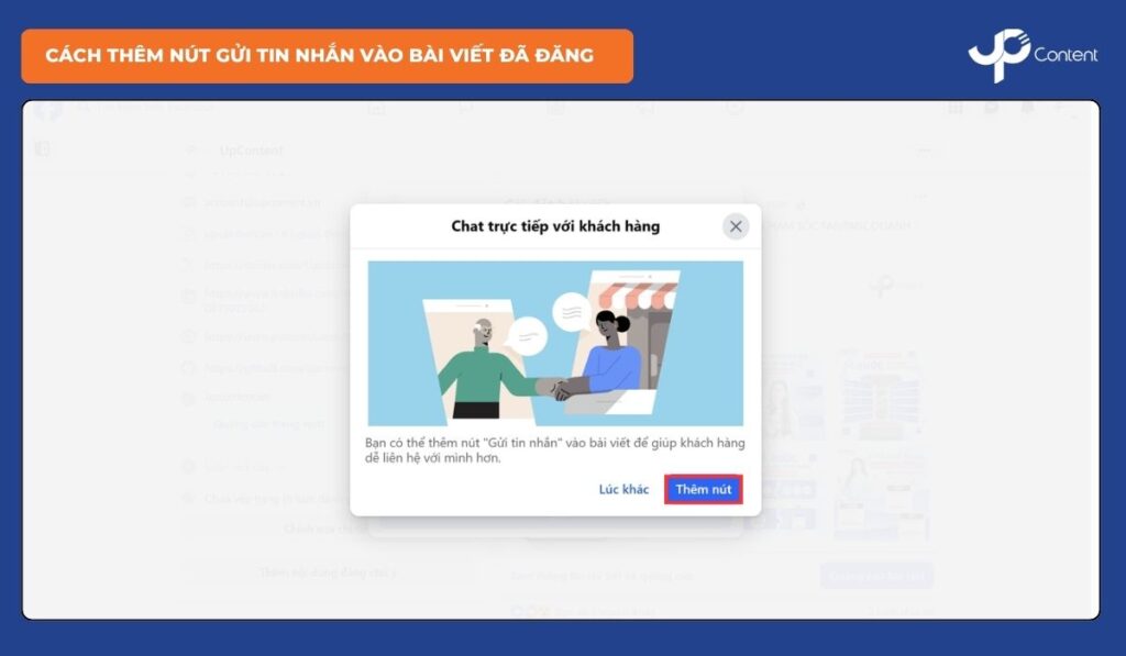 Cách thêm nút gửi tin nhắn vào bài viết đã đăng - Bước 4
