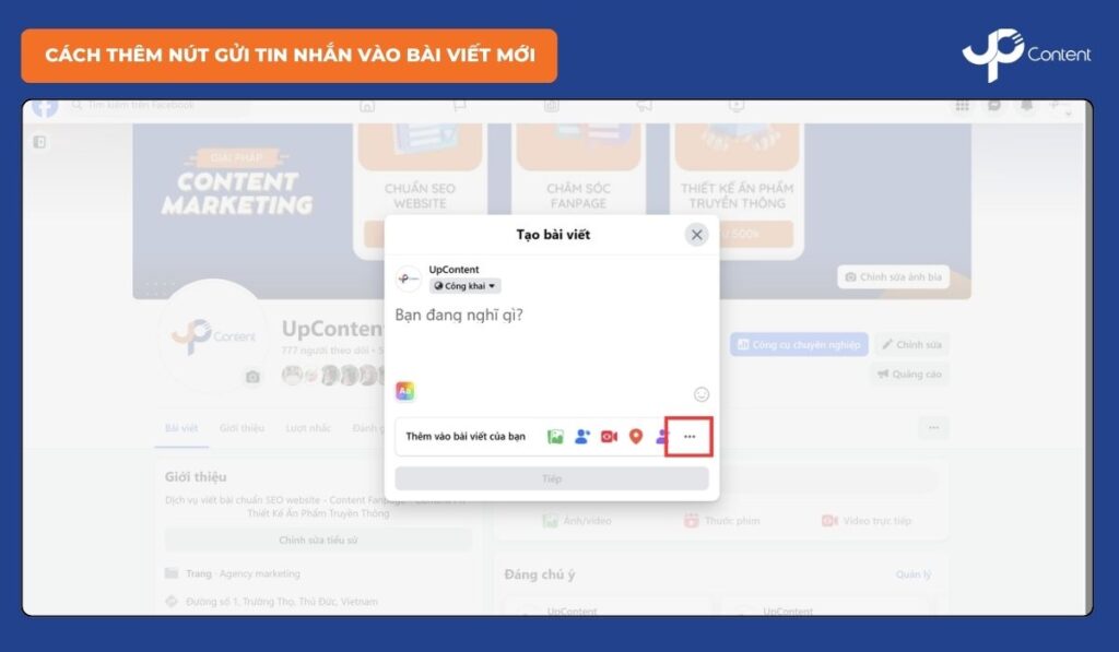Cách thêm nút gửi tin nhắn vào bài viết mới - Bước 3
