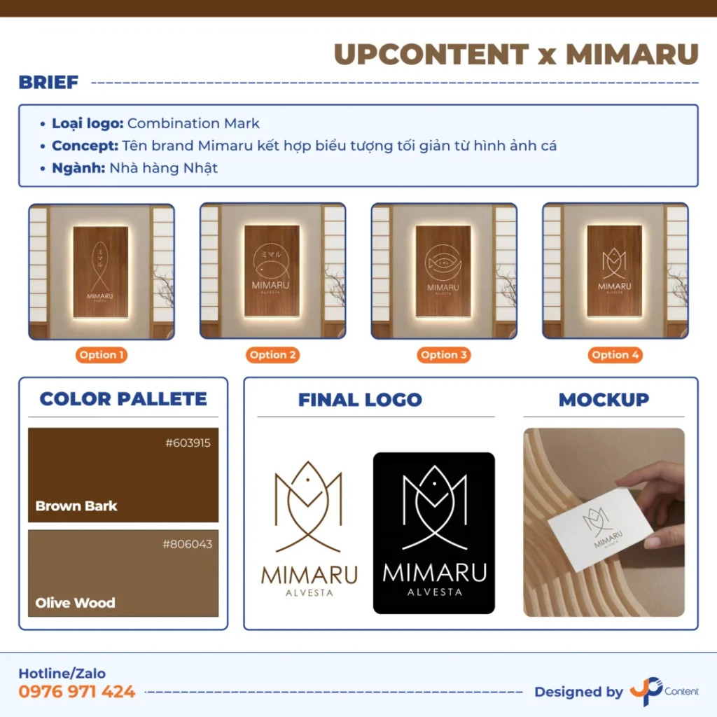 Các option thiết kế logo nhà hàng Nhật Mimaru