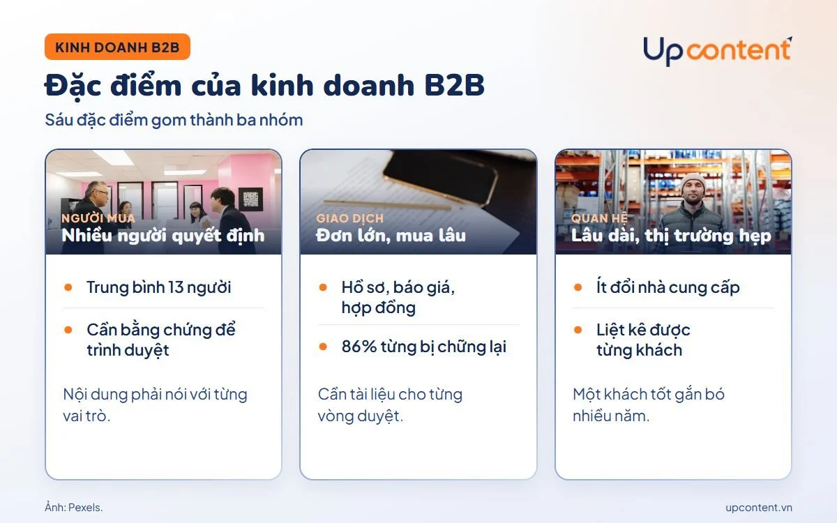 Đặc điểm của kinh doanh B2B chia thành ba nhóm Đặc điểm của kinh doanh B2B chia thành ba nhóm
