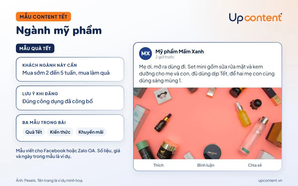 Mẫu content Tết ngành mỹ phẩm