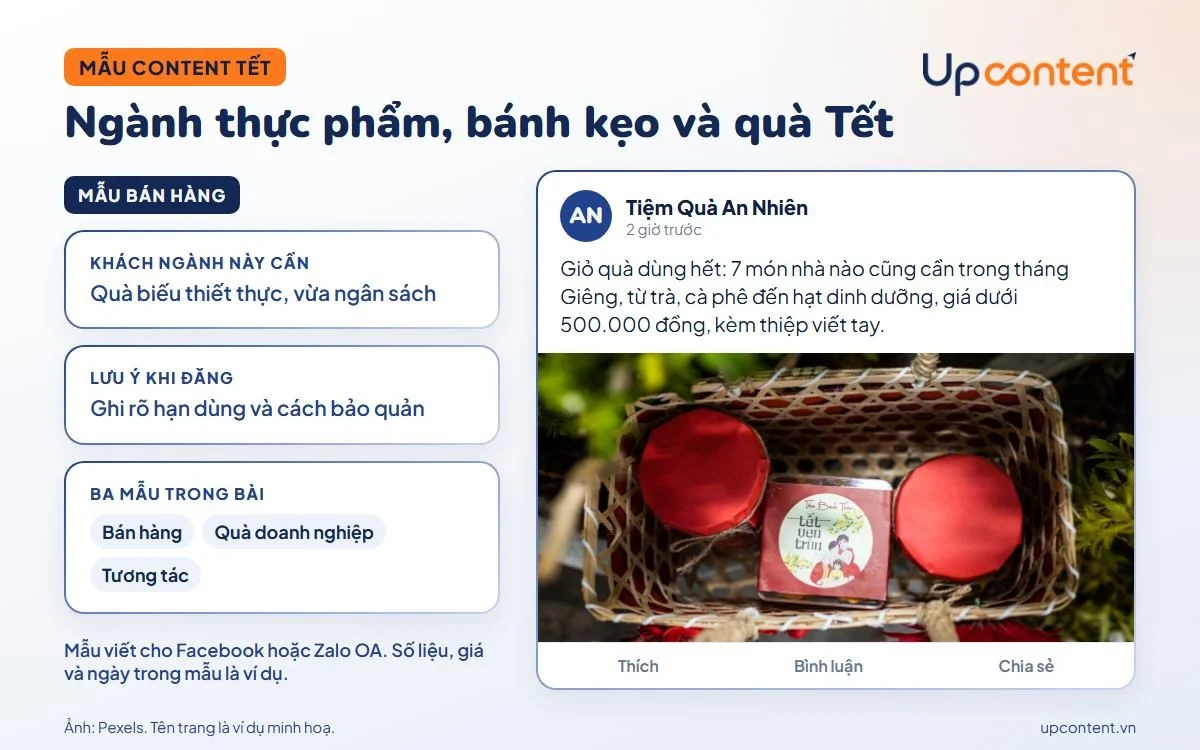 Mẫu content quà Tết cho ngành thực phẩm và bánh kẹo