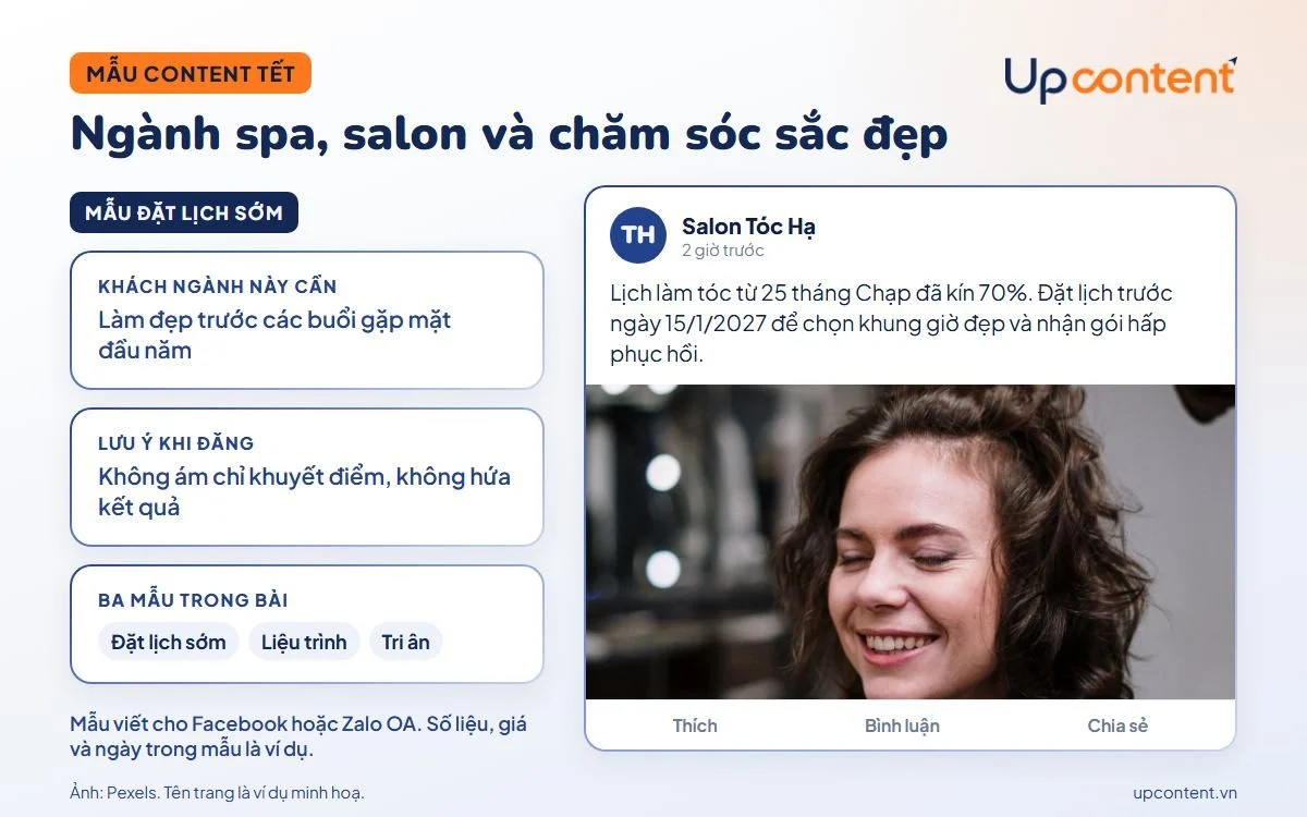 Mẫu content Tết ngành spa, salon và chăm sóc sắc đẹp