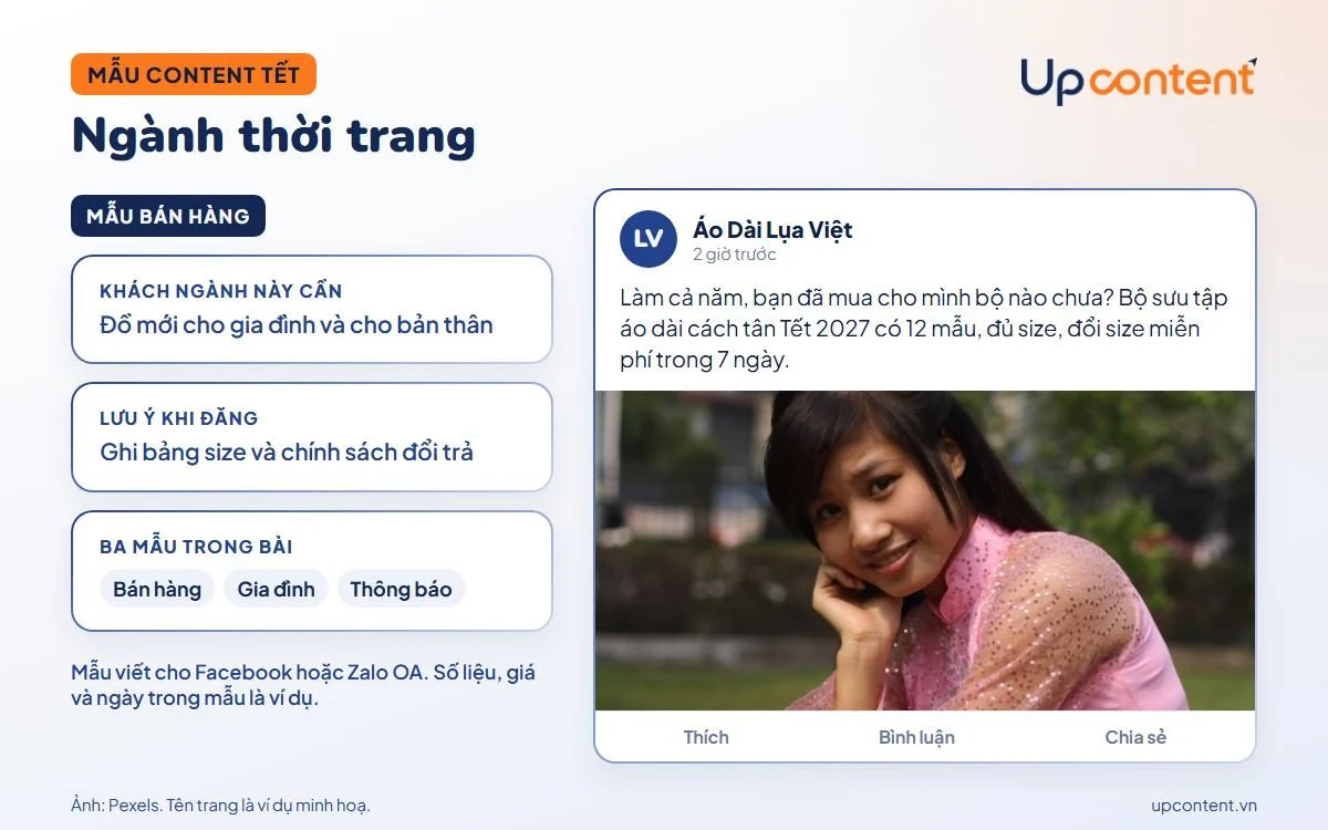 Mẫu content Tết ngành thời trang